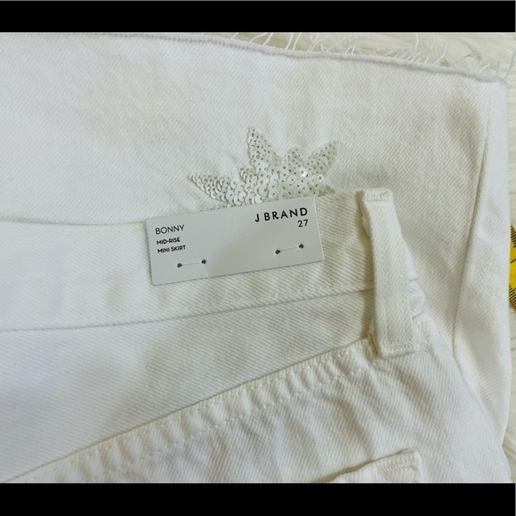 J Brand “Bonny” Embellished Denim White Mini Skirt - Picture 13 of 16